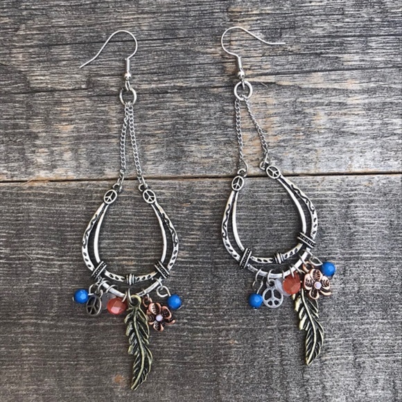 Hand Crafted Jewelry - Horseshoe Chandelier Earrings with Pendants